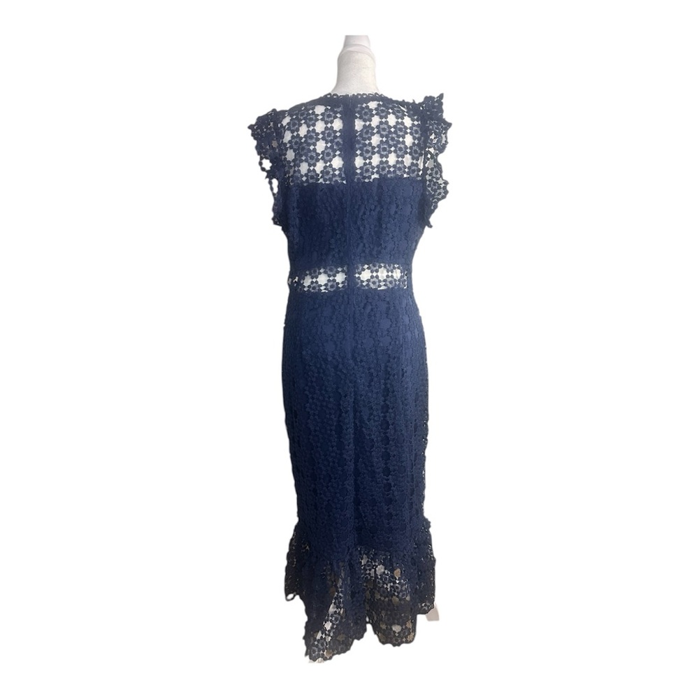Petal & Pup Navy Lace Midi Dress Women’s Size 12 Sheer Panel Cocktail Party - Picture 5 of 13